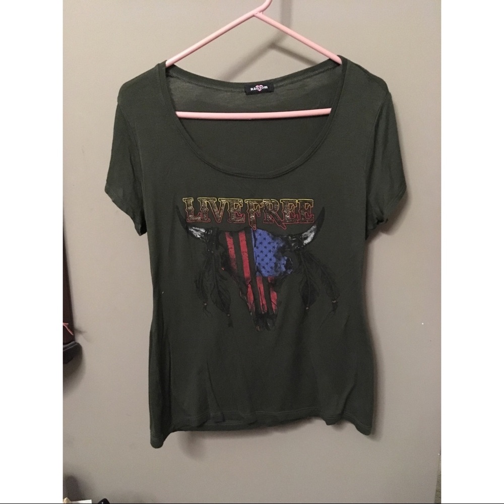 Green Graphic Tee “LIVE FREE”